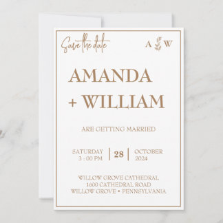Invitation facile Editable moderne Monogramme feuille enregis