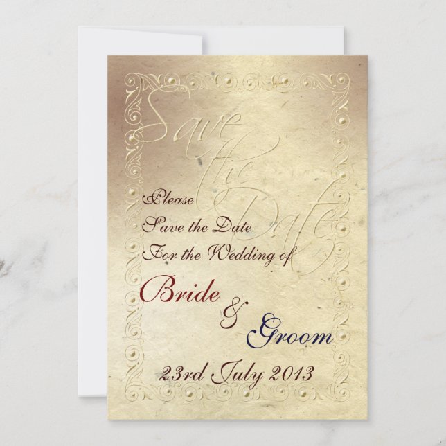 Invitation Faded Ivory Embossed Effect Wedding Enregistrer la (Devant)