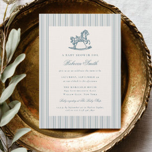 Invitation Faire à bascule Cheval Vintage Garçon Bleu Prépa B