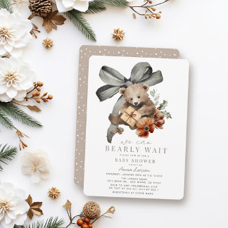 Invitation Faire à peine attendre un arc gris Baby Shower pou