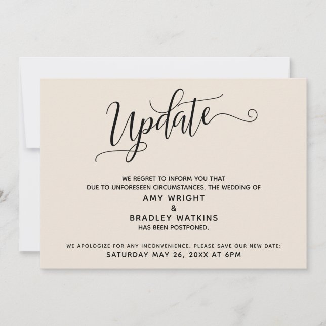 Invitation Faire Annonce de Mariage Reporté Crème (Devant)