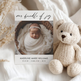Invitation Faire Annonce de Naissance de Photo de Script Mode