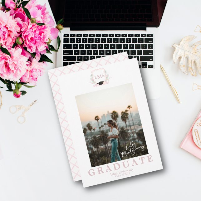 Invitation Faire annonce de remise de diplôme avec monogramme (Créateur téléchargé)