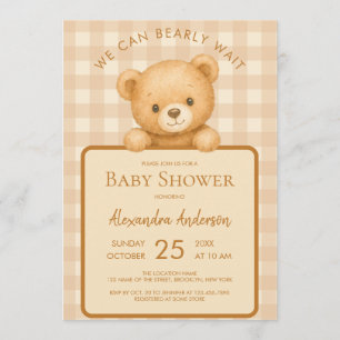 Invitation Faire attendre l'ours en peluche & Baby Shower à c