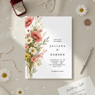 Invitation Faire Bouquet de Coquelicots et de Marguerites Mar
