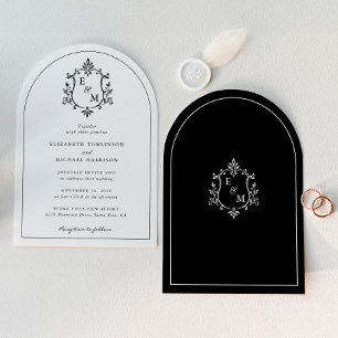 Invitation Faire Crête Monogramme Arche Mariage