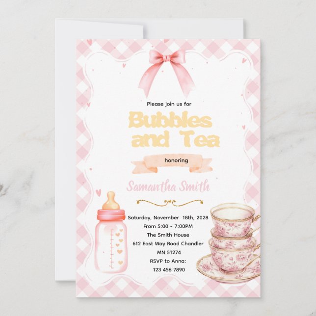 Invitation Faire des bulles et prendre le thé pour l'invitati (Devant)