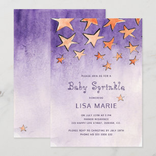 Invitation Faire des étoiles aquarelle bébé sprinkle violet