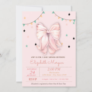 Invitation Faire Dessin Main Rose Arc Étoiles Baby Shower 