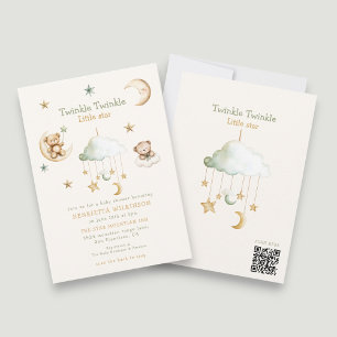 Invitation Faire dodo Ourson Étoile Lune Baby Shower 
