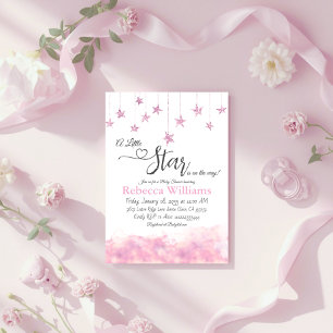 Invitation Faire dodo Petite Étoile Fille Baby Shower Rose