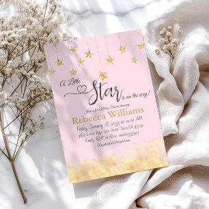 Invitation Faire dodo Petite Étoile Nuage Rose Baby Shower