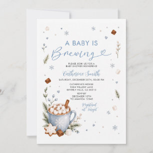 Invitation Faire doucement une Baby Shower Bleue de Chocolat