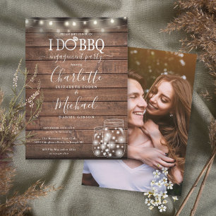 Invitation Faire du BBQ Bocal Mason Engagement Photo Rustique