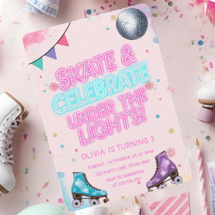 Invitation Faire du skate & Célébrer sous les lumières néon