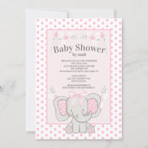 Invitation Faire éléphant rose à pois Baby Shower par la post