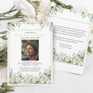 Invitation Faire et Simple Eucalyptus Rose Blanche Photo Funé