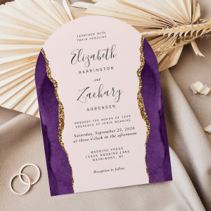 Invitation Faire Faire Mariage Arc de Nacre Violet Or