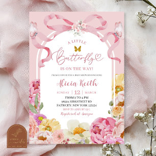 Invitation Faire la coquette couleur florale été papillon béb