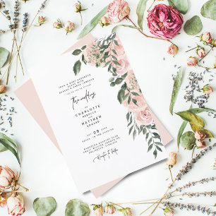 Invitation Faire Luxuriante Fleurs Roses Mariage Deux Parents
