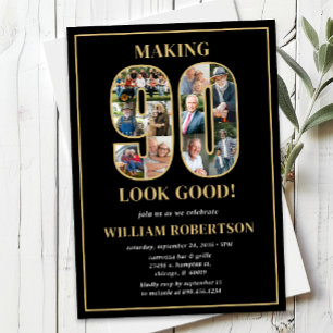 Invitation Faire paraître 90 ans bien Photo Anniversaire