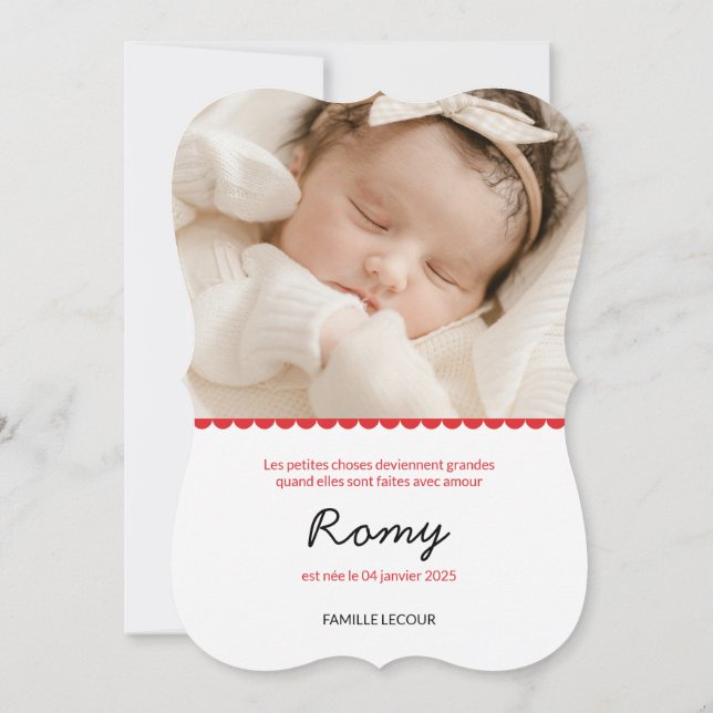 Invitation Faire part d naissance "Romy" (Dos)