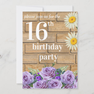 Invitation Faire part de 16e anniversaire rustique en ficelle