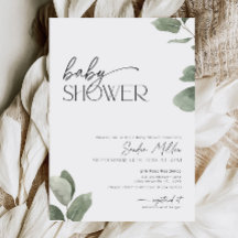 Faire part de Baby Shower Eucalyptus Verdure Vert