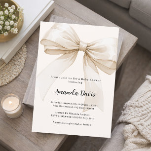 Invitation Faire part de Baby Shower genre neutre ivoire beig