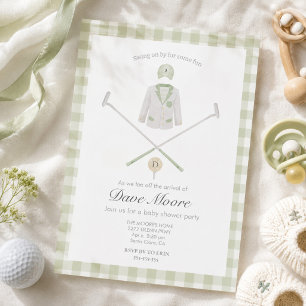 Invitation Faire part de baby shower sur le thème de golf ver