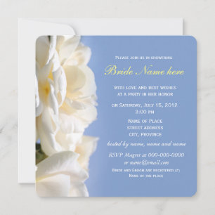 Invitation faire part de bapteme de fleur de rose blanche