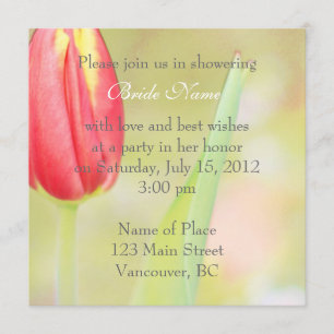 Invitation faire part de bapteme de mariage tulipe rouge