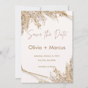 Invitation Faire part de boho Pampas à date fixe Beige neut