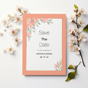 Invitation Faire part de botanique corail menthe or printemps