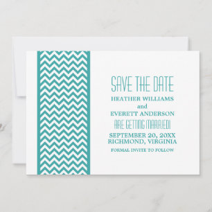 Invitation Faire part de mariage à bordure chevron sarcelle