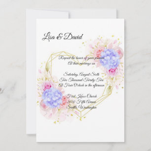 Invitation faire-part de mariage-Blue Hydrangeas