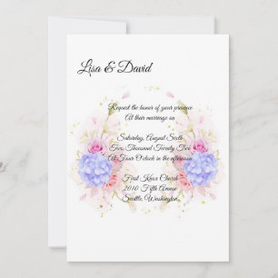 Invitation faire-part de mariage-Blue Hydrangeas