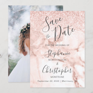 Invitation Faire part de mariage chic en marbre rose gold pai