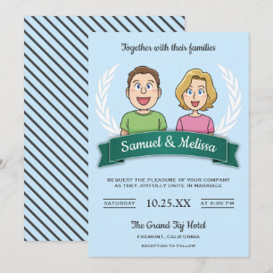 Invitation Faire part de mariage de couple de bande dessinée