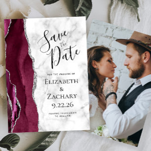 Invitation Faire part de mariage en marbre argenté de Bourgog