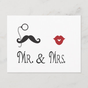 Invitation Faire part de mariage M. et Mme Moustache & Lèvres