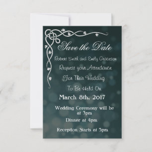 Invitation Faire part de mariage noir classique "Sauver la da