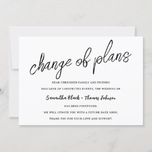 Invitation Faire part de mariage reporté Changement de plans