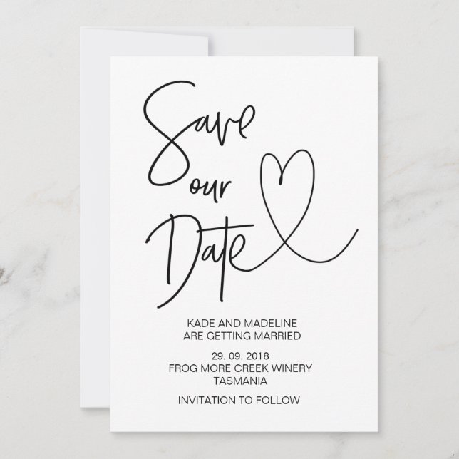 Invitation Faire Part de Mariage Sauvegarder Notre Date (Devant)