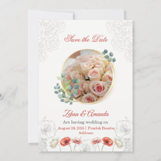 Invitation faire part de mariage Save the Date aquarelle flor