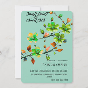Invitation Faire part de mariage vert sauge, ensemble minimal