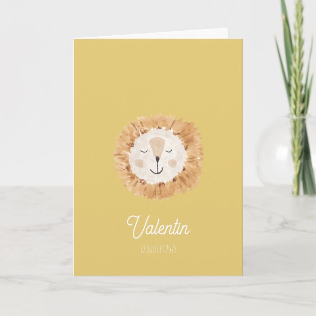 Invitation Faire part de naissance double Petit Lion (Devant)