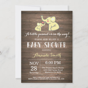 Invitation Faire part de naissance éléphant bébé Jaune Rustiq
