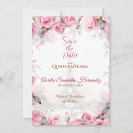 Invitation Faire part de Quinceañera Roses Florales Paris Ros