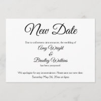 "Faire-part de report de mariage élégant "Nouvelle